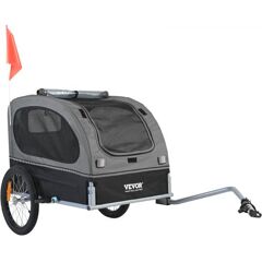 VEVOR Dog Bike Trailer, Supports up to 88 lbs, Pet Cart Bicycle Carrier, Easy Folding Frame with Quick Release Wheels, Universal Bicycle Coupler, Reflectors, Flag, Collapsible to Store, Black/Gray