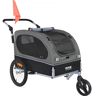 VEVOR Dog Bike Trailer, Supports up to 88 lbs, 2-in-1 Pet Stroller Cart Bicycle Carrier, Easy Folding Cart Frame with Quick Release Wheels, Universal Bicycle Coupler, Reflectors, Flag, Black/Gray