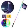 VEVOR 1 PC 3 FT Whip Light, APP & RF Remote Control Led Whip Light, Waterproof 360° Spiral RGB Chasing Lighted Whips with 2 Flags, for UTVs, ATVs, Motorcycles, RZR, Can-am, Trucks, Off-road, Go-karts