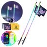 VEVOR 2 PCS 3 FT Whip Light, APP & RF Remote Control Led Whip Light, Waterproof 360° Spiral RGB Chasing Lighted Whips with 4 Flags, for UTVs, ATVs, Motorcycles, RZR, Can-am, Trucks, Off-road, Go-karts