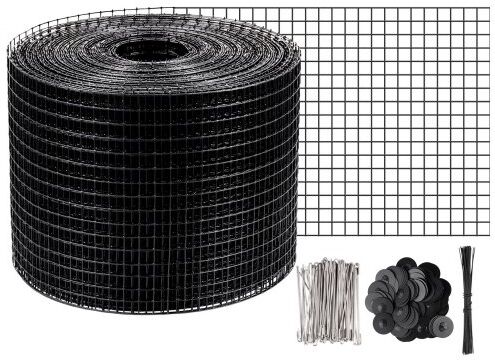 VEVOR Solar Panel Bird Wire, 6inch x 98ft Critter Guard Roll Kit, Solar Panel Guard w/ 100pcs Stainless Steel Fasteners, 50pcs Tie Wires, Removable PVC Coated Wire for Squirrel Bird Critters Proofing