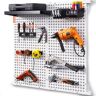 VEVOR Pegboard Wall Organizer 32" x 32", 330LBS Loading Garage Metal Pegboard Organizer Wall Mount, 25PCS Tool Storage Kit with 2 Peg Boards, Hooks, Storage Bins, Shelf Racks for Warehouse Garage Shop