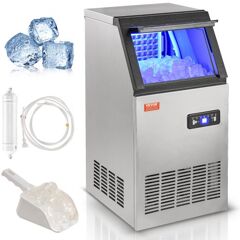 VEVOR Commercial Ice Maker, 100 lbs/24H, Ice Maker Machine, 45 Ice Cubes in 12-15 Minutes, Freestanding Cabinet Ice Maker with 27.5 lbs Storage Capacity LED Digital Display, for Home Office Restaurant