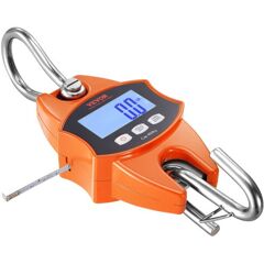 VEVOR Digital Crane Scale, 880 lbs/400 kg, Industrial Heavy Duty Hanging Scale with Cast Aluminum Case & LCD Screen, Handheld Mini Crane with Hooks for Farm, Hunting, Fishing, Outdoor, Garage (Orange)