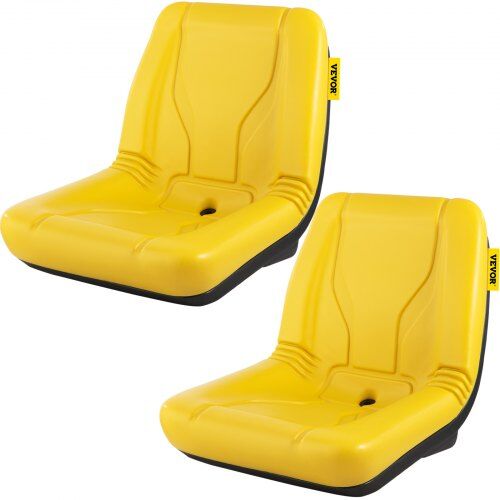 VEVOR Universal Tractor Seat, 2PCS Industrial High Back, Steel Frame Compact Forklift Seat w/Drain Hole, PVC Lawn and Garden Mower Seat Replacement, Compatible with Excavator, Mower, Forklift, Yellow