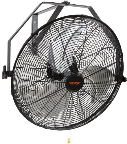 VEVOR Wall Mount Fan, 18 Inch, 3-speed High Velocity Max. 4150 CFM, Waterproof Industrial Wall Fan, Commercial or Residential for Warehouse, Greenhouse, Workshop, Patio, Black, ETL Listed