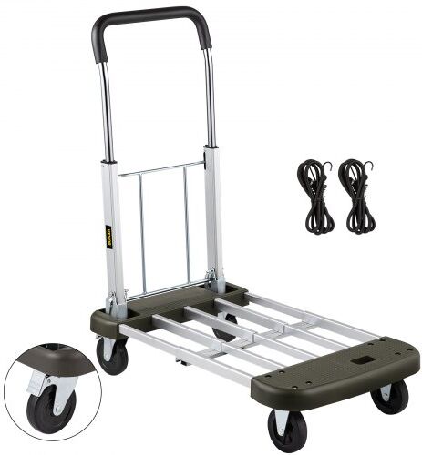 VEVOR Folding  Hand Cart 330 lb Capacity Dolly Truck w/ 4 Wheels Luggage Trolley