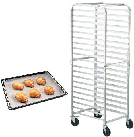 VEVOR Bun Pan Rack, 20-Tier Commercial Bakery Racks with Brake Wheels, Aluminum Racking Trolley Storage for Half & Full Sheet, Speed Rack For Kitchen Home, Bread Baking Equipment, 26"L x 20.4"W x 70"H