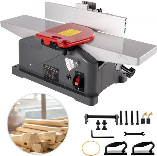 VEVOR Jointers Woodworking 6 Inch Benchtop Jointer 9000 RPM/min Jointer Planer Heavy Duty 1280W Benchtop Planer 156 mm Maximum Planing Width Wood Jointer Benchtop For Wood Cutting Thickness Planer