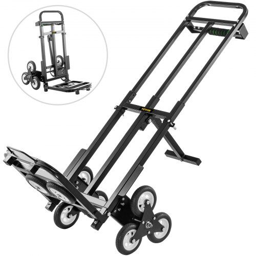 VEVOR Stair Climbing Cart, Portable Folding Trolley with 8 Wheels, 460 Lb Capacity Stair Climber Hand Truck with Adjustable Handle for Pulling, All Terrain Heavy Duty Dolly Cart for Stairs