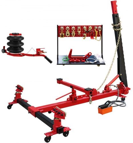 VEVOR Auto Body Frame Straightener 10 Ton PSI Air Pump Frame Puller Portable Auto Body Puller Frame Straightener with Clamps and 10, 000 PSI hydraulic Foot Pump for Auto Repair Shop