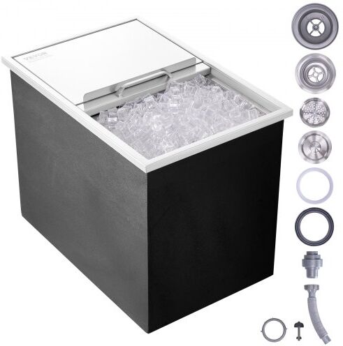 VEVOR Drop in Ice Chest, 27"L x 18"W x 21"H Stainless Steel Ice Cooler, Commercial Ice Bin with Sliding Cover, 40.9 qt Outdoor Kitchen Ice Bar, Drain-pipe and Drain Plug Included, for Cold Wine Beer