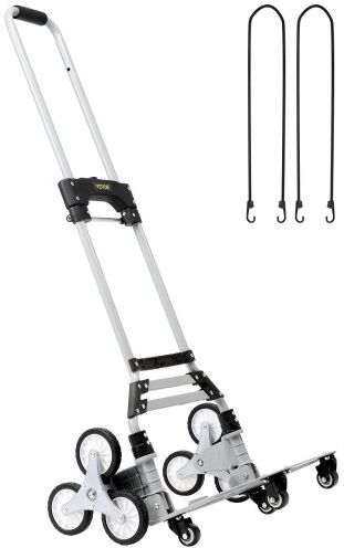 VEVOR Stair Climbing Cart, 220 lbs Capacity Hand Truck with Adjustable Handle, Folding Dolly Cart for Stairs, Stair Climbing Dolly Hand Carts with 10 Wheels for Shopping, Moving, Office Use