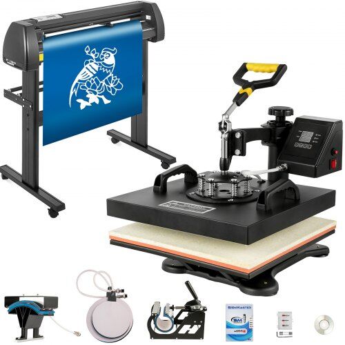 Vevor 5in1 Heat Press 15"x15" Vinyl Cutter Plotter 34" Graphics T-shirt Sublimation