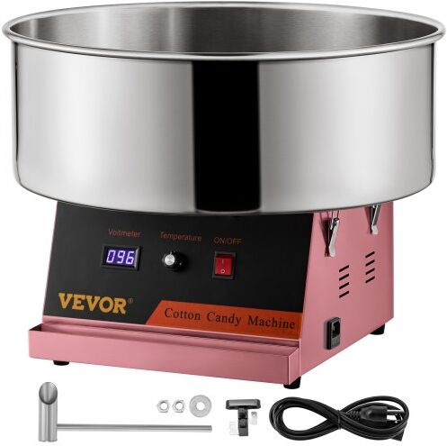 VEVOR Electric Cotton Candy Machine, 19.7-inch Cotton Candy Maker, 1050W Candy Floss Maker, Pink Commercial Cotton Candy Machine with Stainless Steel Bowl and Sugar Scoop, Perfect for Family Party