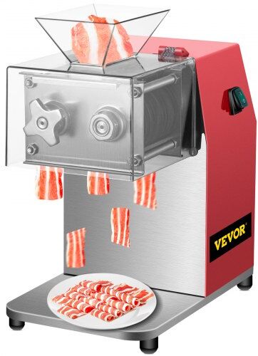 VEVOR Commercial Meat Cutting Machine, 551 Lbs/H 850W Meat Shredding Machine, 2.5mm Blade Electric Meat Cutter, Stainless Steel Restaurant Food Cutter, for Kitchen Supermarket Lamb Beef Chicken, Red