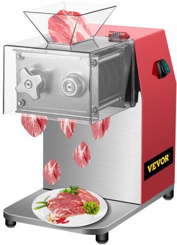 VEVOR Commercial Meat Cutting Machine, 551 Lbs/H 850W Meat Shredding Machine, 10mm Blade Electric Meat Cutter, Stainless Steel Restaurant Food Cutter, for Kitchen Supermarket Lamb Beef Chicken, Red