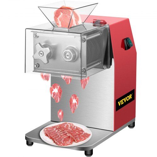 VEVOR Commercial Meat Cutting Machine, 551 Lbs/H 850W Meat Shredding Machine, 5mm Blade Electric Meat Cutter, Stainless Steel Restaurant Food Cutter, for Kitchen Supermarket Lamb Beef Chicken, Red