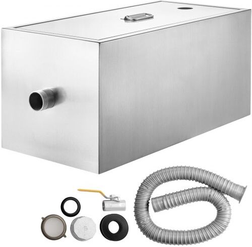 VEVOR 8 LB Commercial Grease Trap, 6 GPM Commercial Grease Interceptor, Stainless Steel Grease Trap w/Top & Side Inlet, Under Sink Grease Trap for Restaurant Factory Home Kitchen