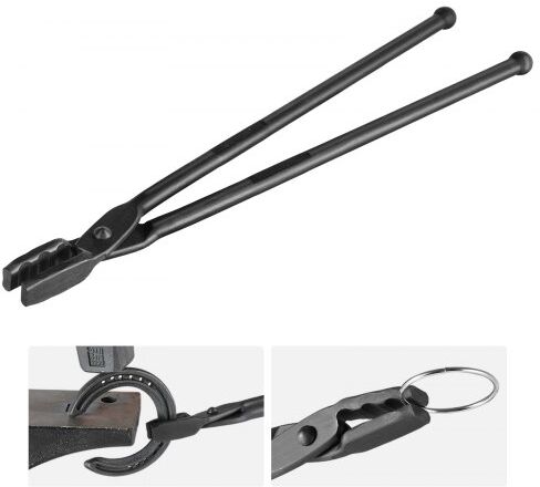 VEVOR Blacksmith Tongs, 18” Wolf Jaw Tongs, Carbon Steel Forge Tongs with A3 Steel Rivets, for Horseshoes, Curved Shapes, Block Forgings, for Beginner and Seasoned Blacksmiths and Bladesmiths