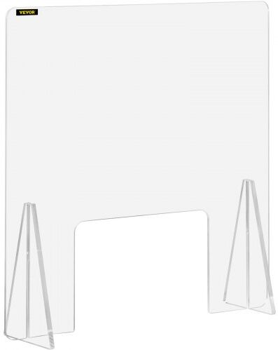 VEVOR Acrylic Shield for Counter, 24"x24" Acrylic Screen for Counter, 0.2" Thick Acrylic Board Acrylic Shield for Desk with Transaction Window, Desk Shield for Cashier Counters, Banks, Restaurants