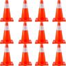 VEVOR 12Pack 18" Traffic Cones, Safety Road Parking Cones PVC Base, Orange Traffic Cone with Reflective Collars, Hazard Construction Cones for Home Traffic Parking