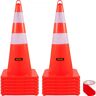 VEVOR Safety Cones, 12 x 28" Traffic Cones, PVC Orange Construction Cones, 2 Reflective Collars Traffic Cones with Weighted Base and Hand-Held Ring Used for Traffic Control, Driveway Road Parking