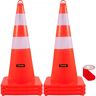 VEVOR Safety Cones, 6 x 28" Traffic Cones, PVC Orange Construction Cones, 2 Reflective Collars Traffic Cones with Weighted Base and Hand-Held Ring Used for Traffic Control, Driveway Road Parking