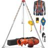 VEVOR 2600 lbs Winch Confined Space Tripod Kit, Confined Space Tripod 8' Legs and 98' Cable, Confined Space Rescue Tripod 33' Fall Protection with Blower, Gas detector, Harness.