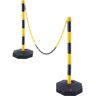 VEVOR Adjustable Traffic Delineator Post Cones, 2 Pack, Traffic Safety Delineator Barrier with Fillable Base 8FT Chain, for Traffic Control Warning Parking Lot Construction Caution Roads, Yellow&Black