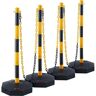 VEVOR Adjustable Traffic Delineator Post Cones, 4 Pack, Traffic Safety Delineator Barrier with Fillable Base 8FT Chain, for Traffic Control Warning Parking Lot Construction Caution Roads, Yellow&Black