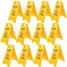 VEVOR 12 Pack Caution Wet Floor Sign 25-Inch Yellow Wet Floor Sign Double Sided Wet Floor Cones Fold-Out Bilingual Plastic Board for Indoors and Outdoors