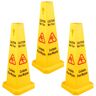 VEVOR 3 Pack Floor Safety Cone Yellow Caution Wet Floor Signs 4 Sided Floor Wet Sign Public Safety Wet Floor Cones Bilingual Wet Sign Floor for Indoors and Outdoors