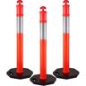 VEVOR 3Pack Traffic Delineator Posts 44 Inch Height, Orange Delineator Cones with Rubber Base 16 inch, PE Delineator Post Kit 10 inch Reflective Band for Construction Sites, Facility Management etc.