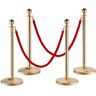 VEVOR Stanchion Post with Velvet Rope, 4-Pack Crowd Control Stanchion with 2PCS 5FT Red Velvet Ropes, Stainless Steel Queue Barrier Line Divider with Fillable Base & Ball Top for Wedding Museum Party