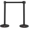 VEVOR Crowd Control Stanchions, 2-Pack Crowd Control Barriers with 6.5FT Black Retractable Belt, Plastic Stanchion Queue Post, Belt Barriers Line Divider Stanchion Set for Party, Airport, Exhibition