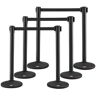 VEVOR Crowd Control Stanchions, 6-Pack Crowd Control Barriers with 3PCS 6.5FT Black Retractable Belts, Plastic Stanchion Queue Post, Belt Barriers Line Divider Stanchion Set for Airport, Exhibition