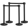 VEVOR Crowd Control Stanchion, 4-Pack Crowd Control Barrier, Carbon Steel Baking Painted Stanchion Queue Post with 2PCS 6.5FT Retractable Belt & Fillable Base, Belt Barrier Line Divider, Easy Assembly