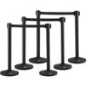 VEVOR Crowd Control Stanchion, 6-Pack Crowd Control Barrier, Carbon Steel Baking Painted Stanchion Queue Post with 3PCS 6.5FT Retractable Belt & Fillable Base, Belt Barrier Line Divider, Easy Assembly