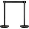 VEVOR Crowd Control Stanchions, 2-Pack Crowd Control Barriers, Carbon Steel Baking Painted Stanchion Queue Post with 11FT Black Retractable Belt, Belt Barriers Line Divider for Exhibition, Airport