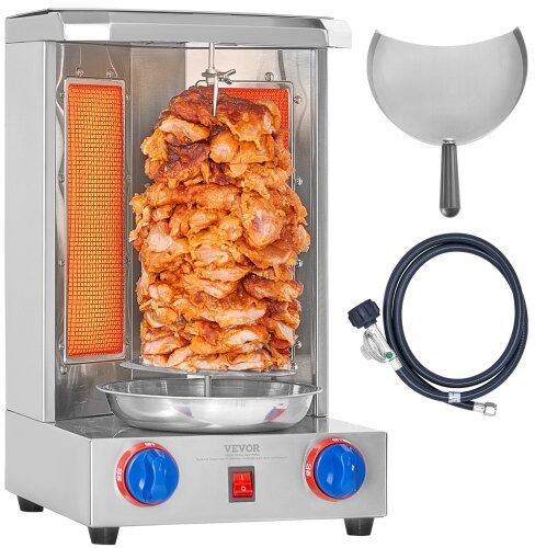 VEVOR Shawarma Grill Machine, 13 lbs Capacity, Chicken Shawarma Cooker Machine with 2 Burners, Gas Vertical Broiler Gyro Rotisserie Oven Doner Kebab Machine, for Home Restaurant Kitchen Parties