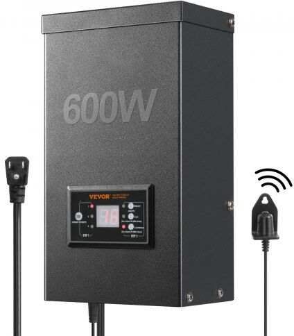 VEVOR 600W Low Voltage Landscape Transformer with Timer and Photocell Sensor, Waterproof Landscape Lighting Transformer, 120V AC to 12V/14V AC for Outdoor, Spotlight, Pathway Light, Pool light, ETL