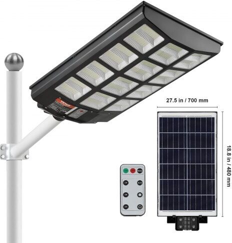 VEVOR 1200W Solar Street Light, 1900LM, LED Solar Flood Lights Outdoor with RF Remote Control, IP66 Waterproof Security Solar Powered Motion Sensor Lamp for Garden Yard Home Path Garage Parking Lot