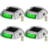 Vevor Driveway Lights, 4-Pack Solar Driveway Lights with Switch Button, Solar Deck Lights Waterproof, Wireless Dock Lights 6 LEDs for Path Warning Garden Walkway Sidewalk Steps, LED Bright Green