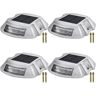 VEVOR Driveway Lights 4-Pack Solar Driveway Lights Bright White with Screw Solar Deck Lights Outdoor Waterproof Wireless Dock Lights 6 LEDs for Path Warning Garden Walkway Sidewalk Steps