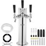 VEVOR Triple Taps Draft Beer Tower Dispenser, Stainless Steel Keg Beer Tower, Kegerator Tower Kit with Pre-Assembled Tubing and Self-Closing Faucet Shanks for Party, Bar, Pub, Restaurant