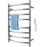 VEVOR Heated Towel Rack, 8 Bars Curved Design, Mirror Polished Stainless Steel Electric Towel Warmer with Built-in Timer, Wall-Mounted for Bathroom, Plug-in/Hardwired Tested to UL Standards