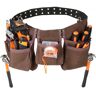 VEVOR 13 Pockets Tool Belt, Adjusts from 29 Inches to 54 Inches, Leather Heavy Duty Tool Pouch Bag with Dual Hammer Loops, Tool Bag for Electrician, Carpenter, Handyman, Construction, Framer, Brown