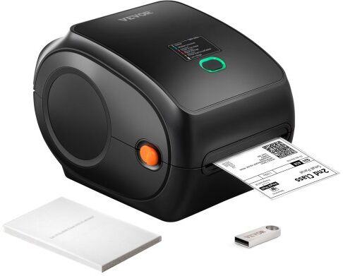 VEVOR Direct Bluetooth Thermal Label Printer HD(300DPI), All in One BT-USB Cable Dual-use Shipping Label Printer w/Automatic Label Recognition, Support Windows/MacOS/Linux/Chromebook/Android/iOS