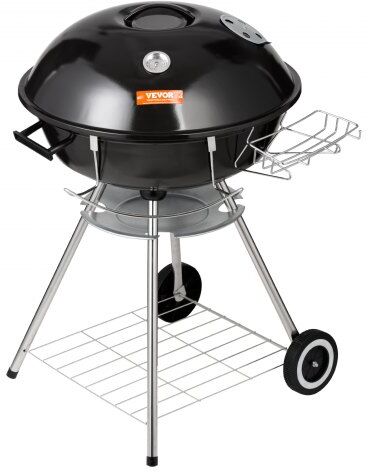 VEVOR 22 inch Kettle Charcoal Grill, Premium Kettle Grill with Wheels and Cover, Porcelain-Enameled Lid and Ash Catcher & Thermometer for BBQ, Round Barbecue Grill Outdoor Cooking, Picnic, Patio and Backyard